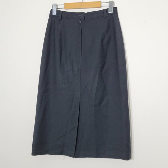 Vintage Frederick Alexander Black Virgin Wool Preppy Skirt A-Line Pockets Lined - Picture 5 of 13